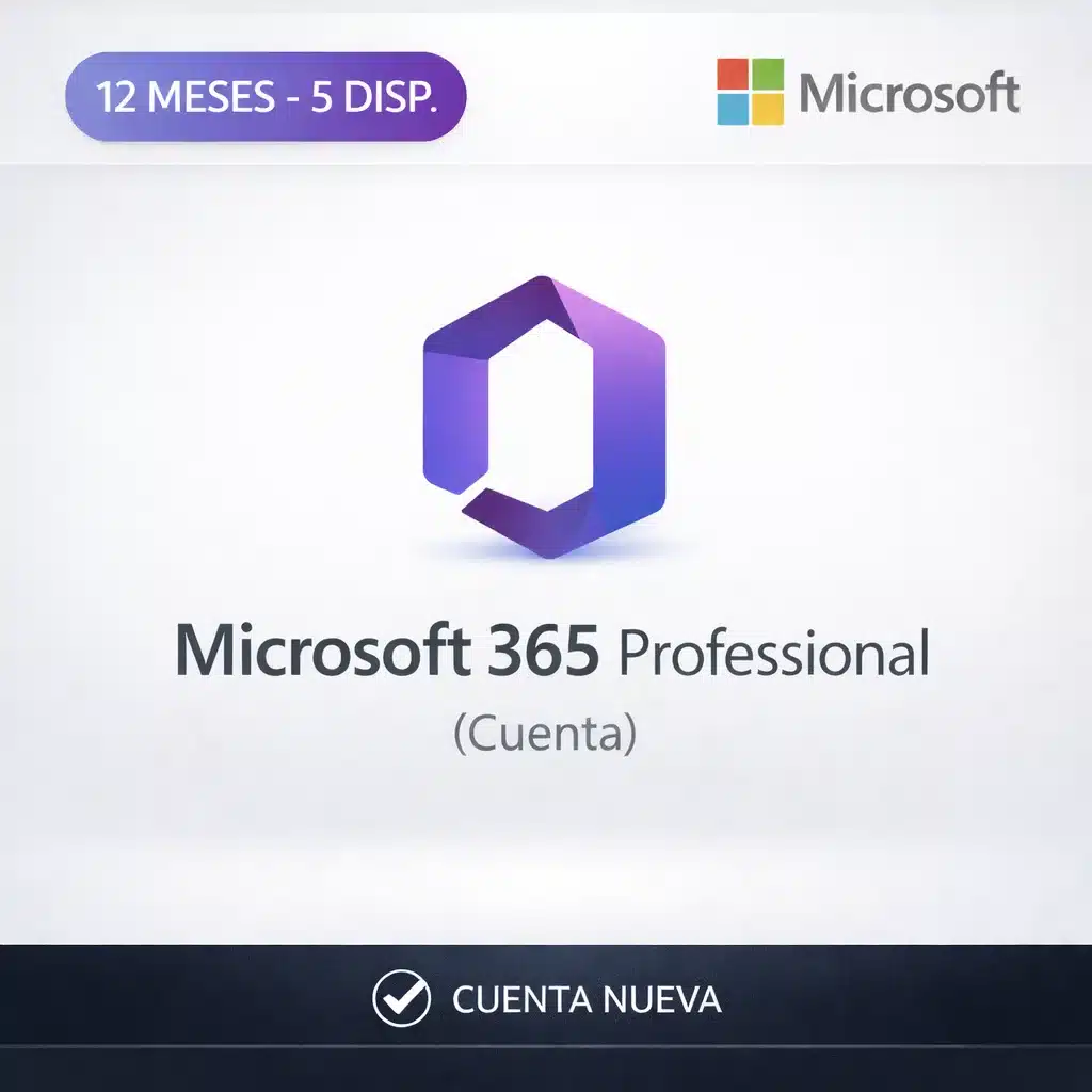 01884846-3a26-45c8-8f10-e3bb7bf0a2dd Microsoft 365 Professional - 12 Meses - 5 Dispositivos (Cuenta) - Imagen 1