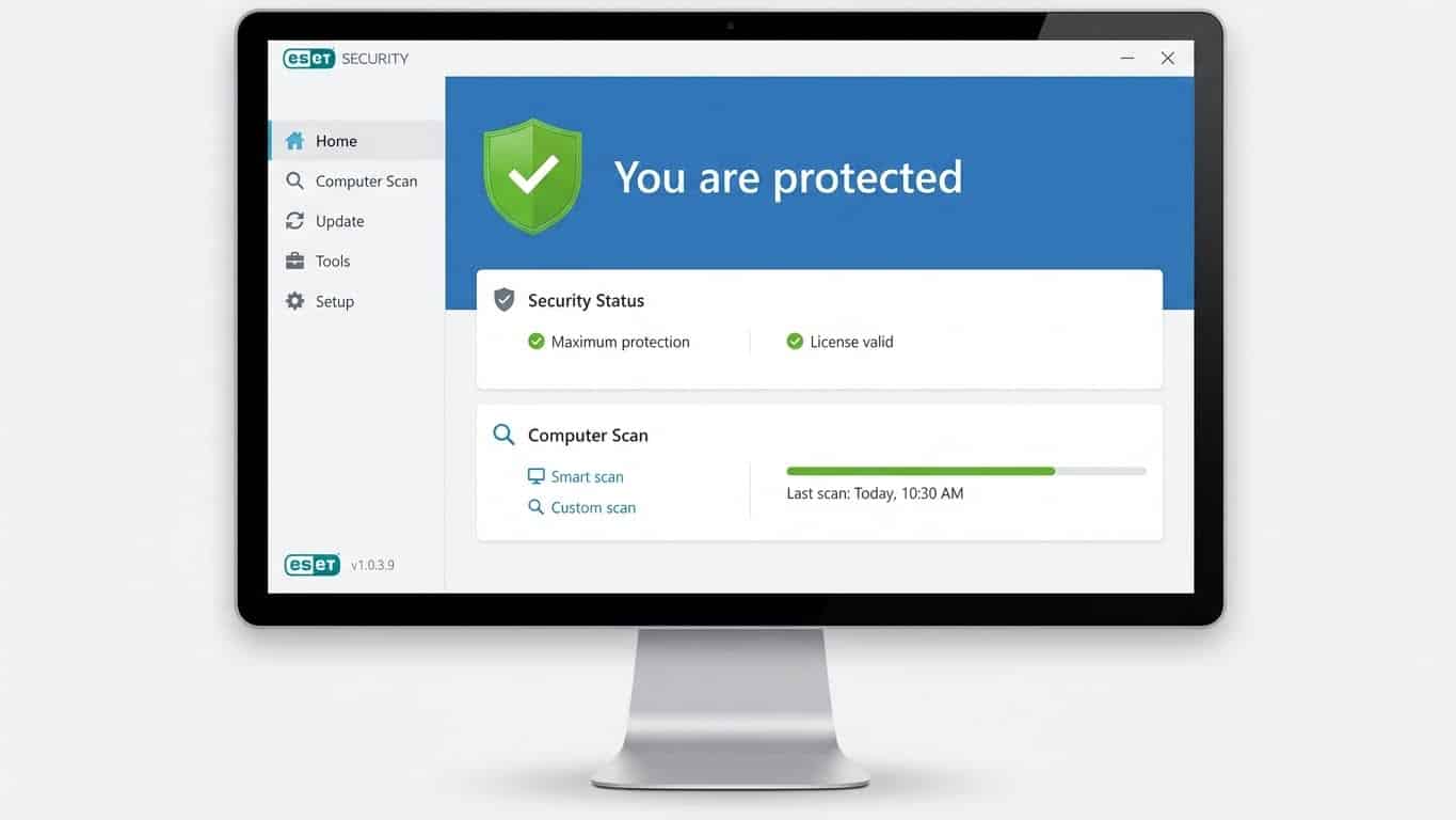 Escena de uso de banca segura con un navegador protegido para compras y transacciones online