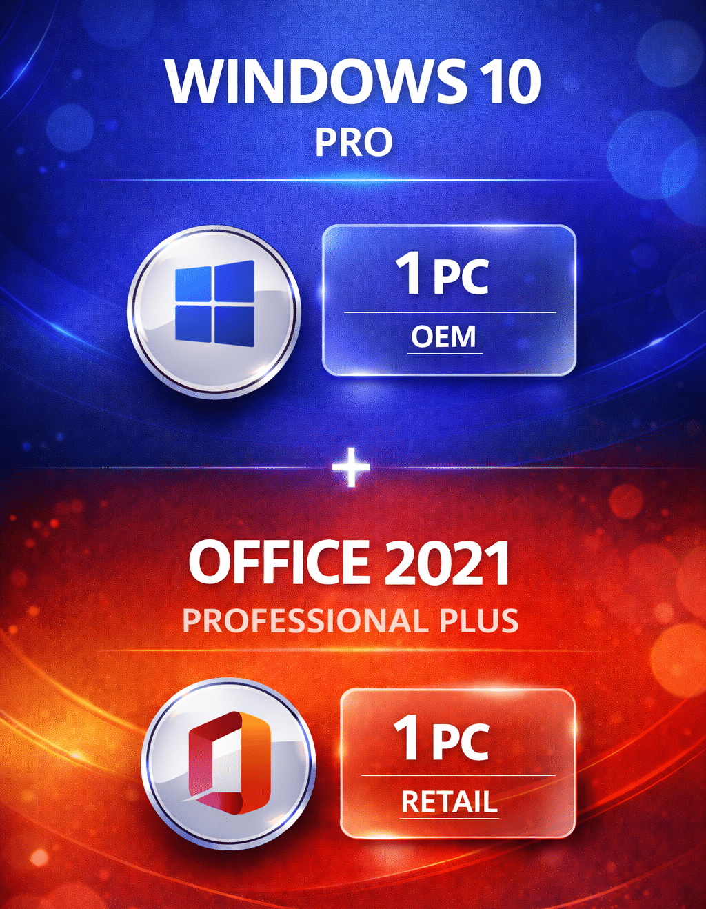 8ef99284-b719-44be-a976-b8f4037137cf Combo Windows 10 Pro OEM + Office 2021 Pro Plus Retail — 1 PC (Licencia digital) - Imagen 1