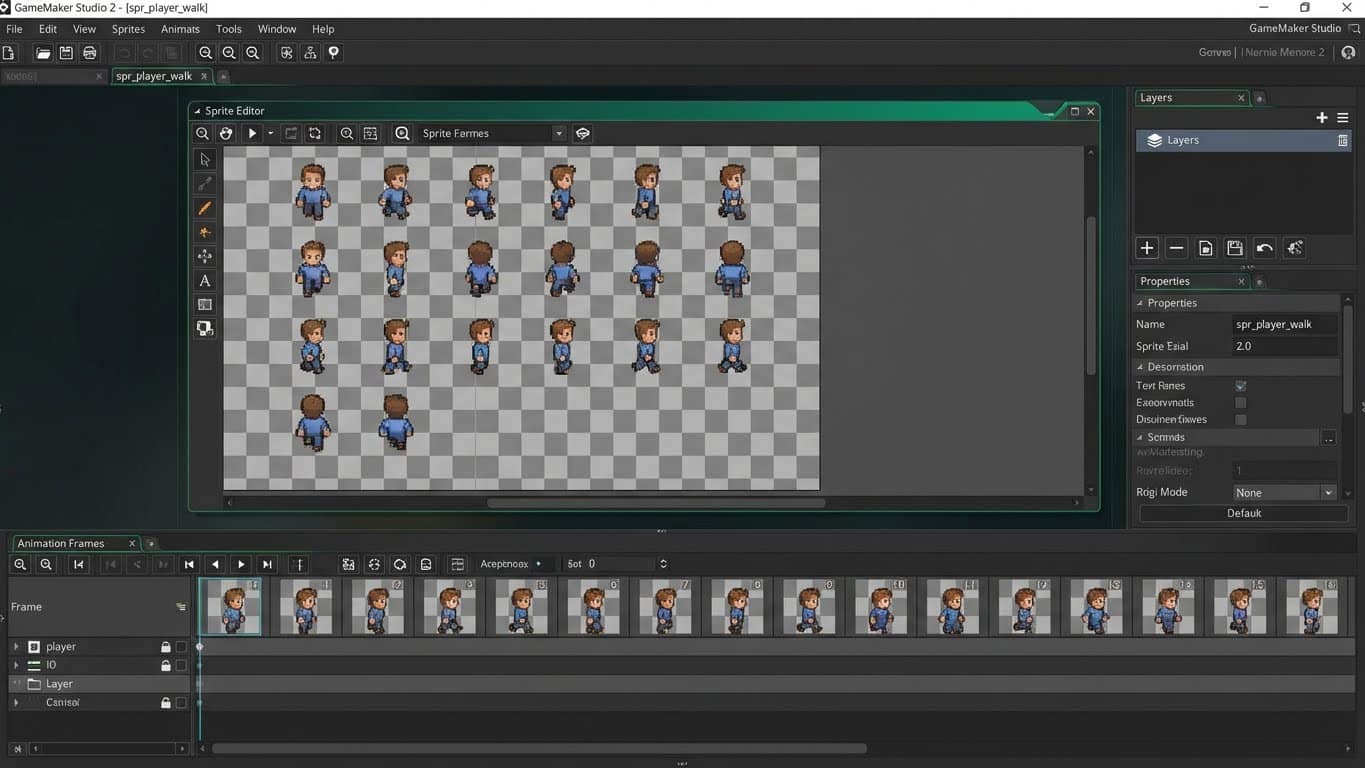 GameMaker Studio 2: ventana de ejecución/juego corriendo y panel de depuración (captura horizontal)