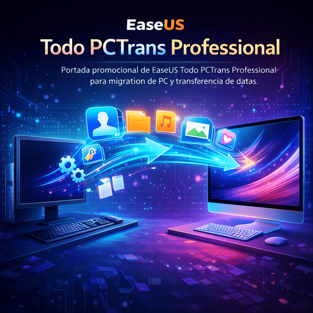 Portada promocional de EaseUS Todo PCTrans Professional para migración de PC y transferencia de datos