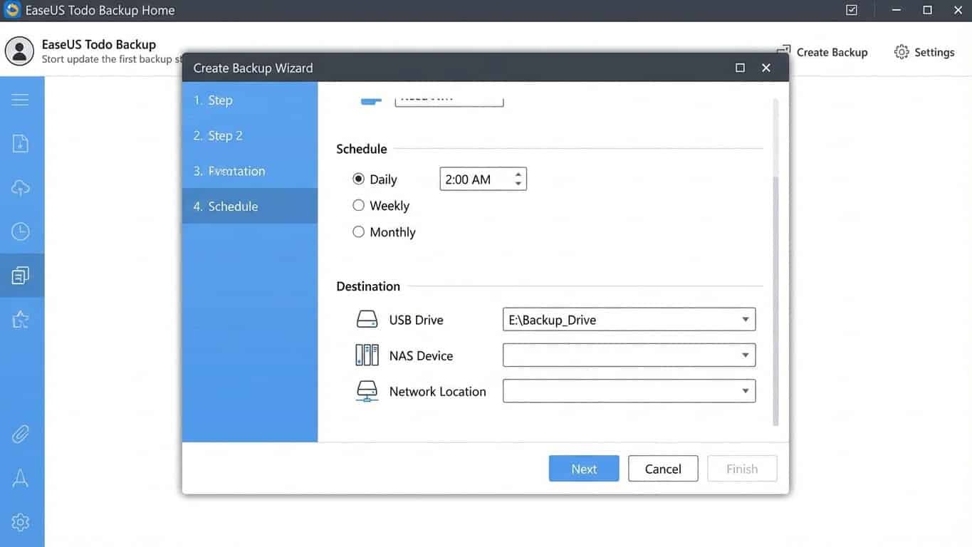 Escena de clonación de disco a SSD con progreso y resumen final en EaseUS Todo Backup Home