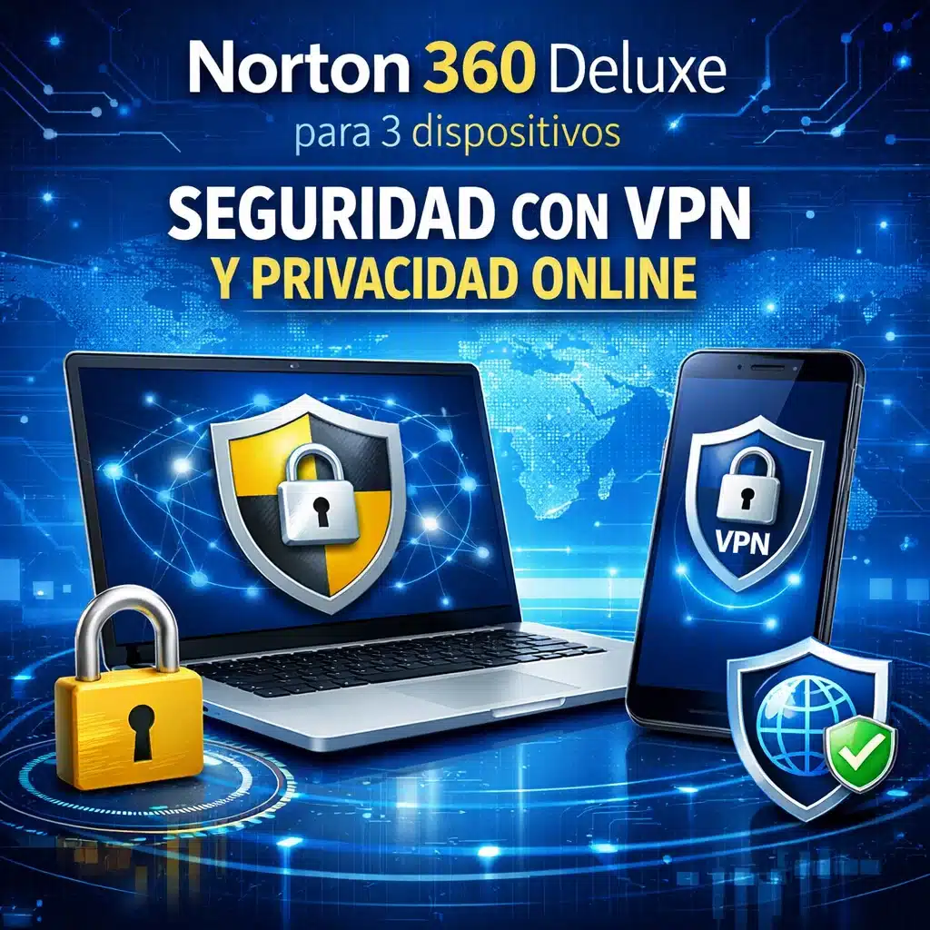 Norton 360 Deluxe para 3 dispositivos: seguridad con VPN y privacidad online