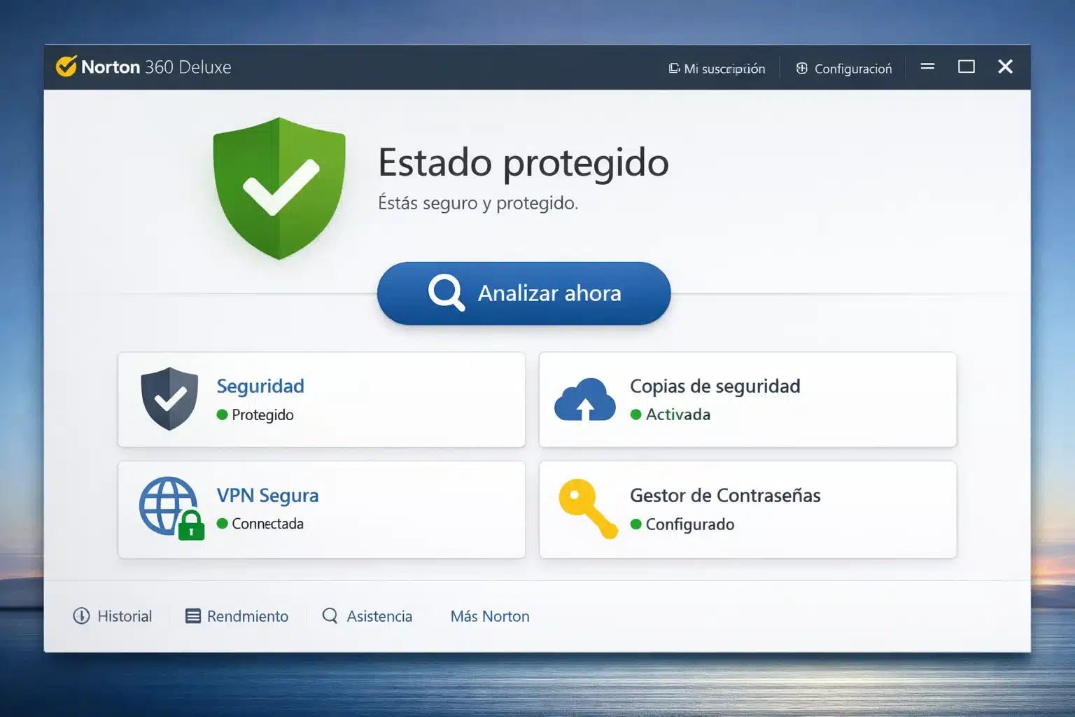 Uso de VPN y protección de privacidad en Norton 360 Deluxe al navegar