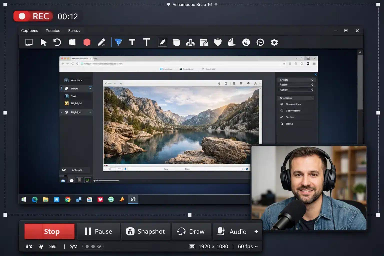 Grabación de pantalla con Ashampoo Snap 16 para tutoriales y soporte