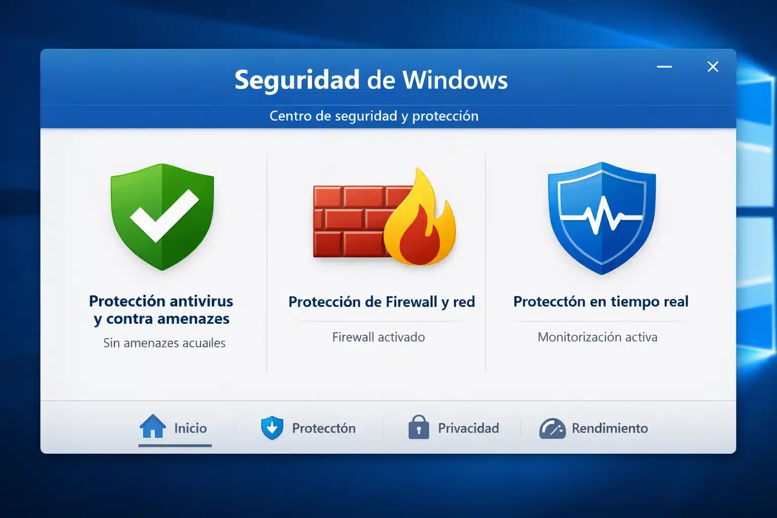 Seguridad de Windows en Windows 10: antivirus y firewall integrados