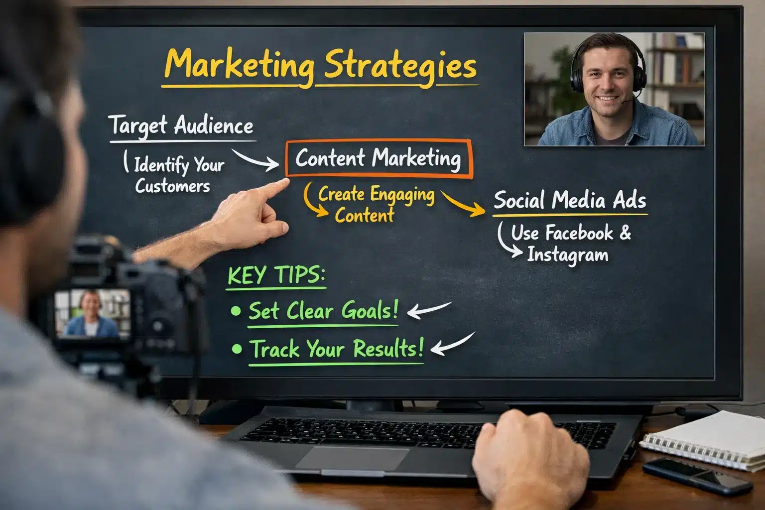 Escena de uso: grabación de una videoclase con webcam y anotaciones en pantalla