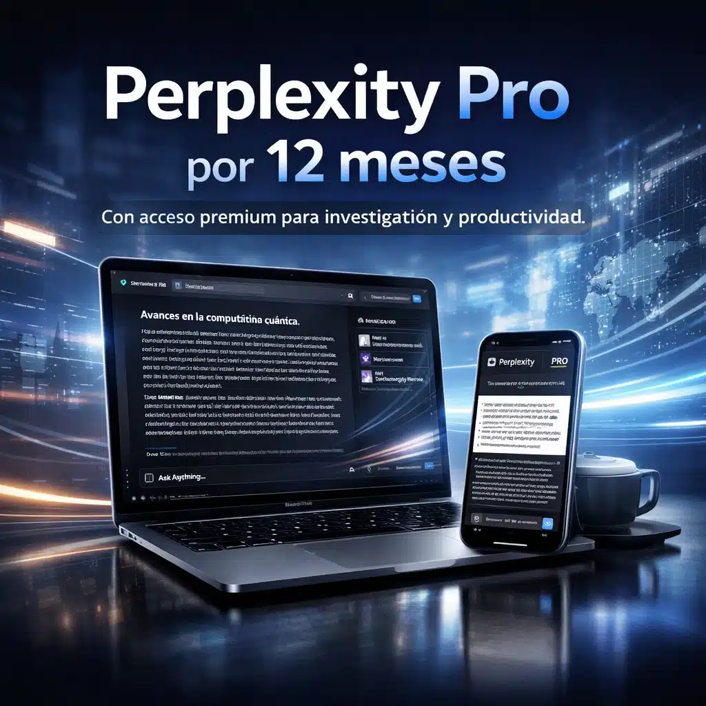 Perplexity Pro por 12 meses con acceso premium para investigación y productividad