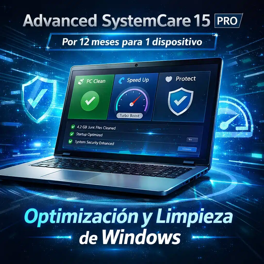 Advanced SystemCare 15 PRO por 12 meses para 1 dispositivo, optimización y limpieza de Windows