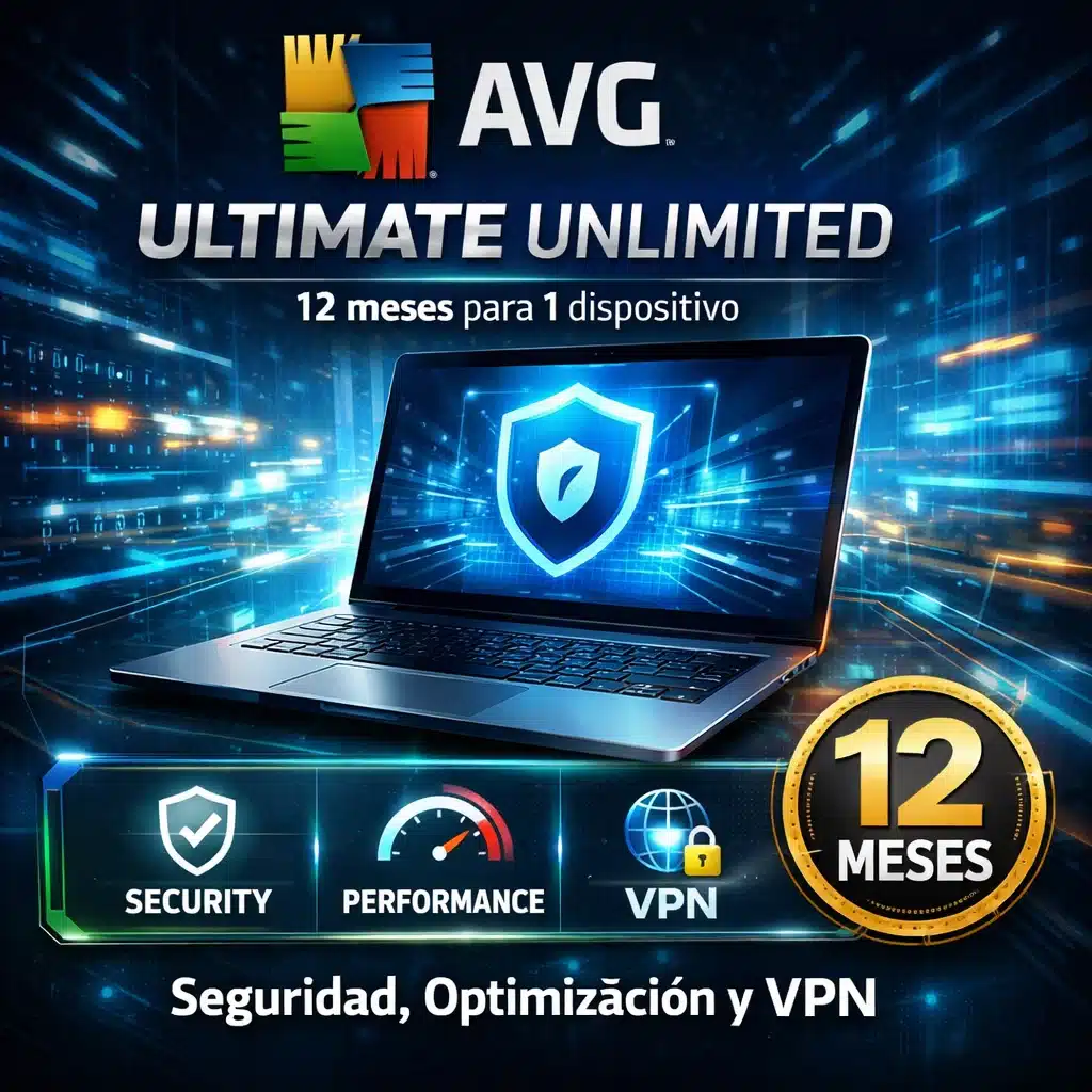 AVG Ultimate Unlimited 12 meses para 1 dispositivo con seguridad, optimización y VPN
