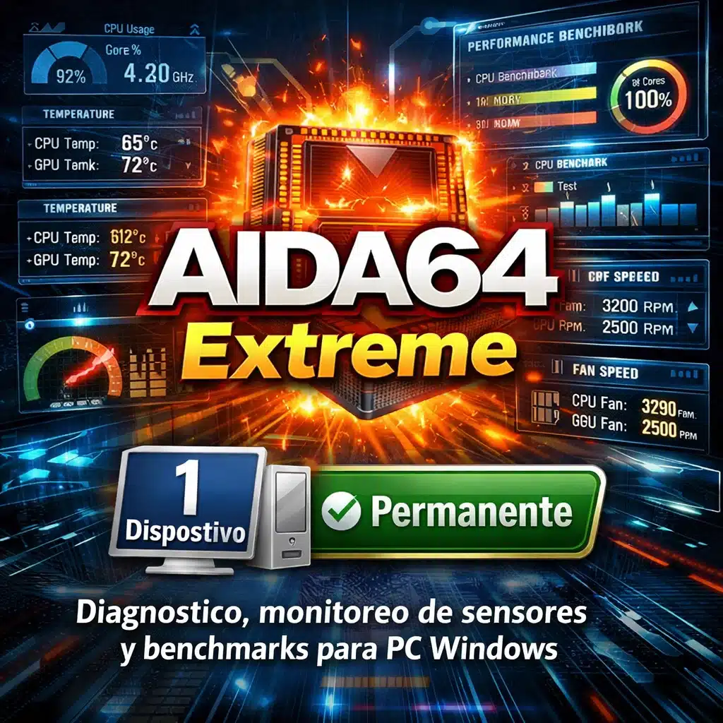 AIDA64 Extreme: diagnóstico, monitoreo de sensores y benchmarks para PC Windows