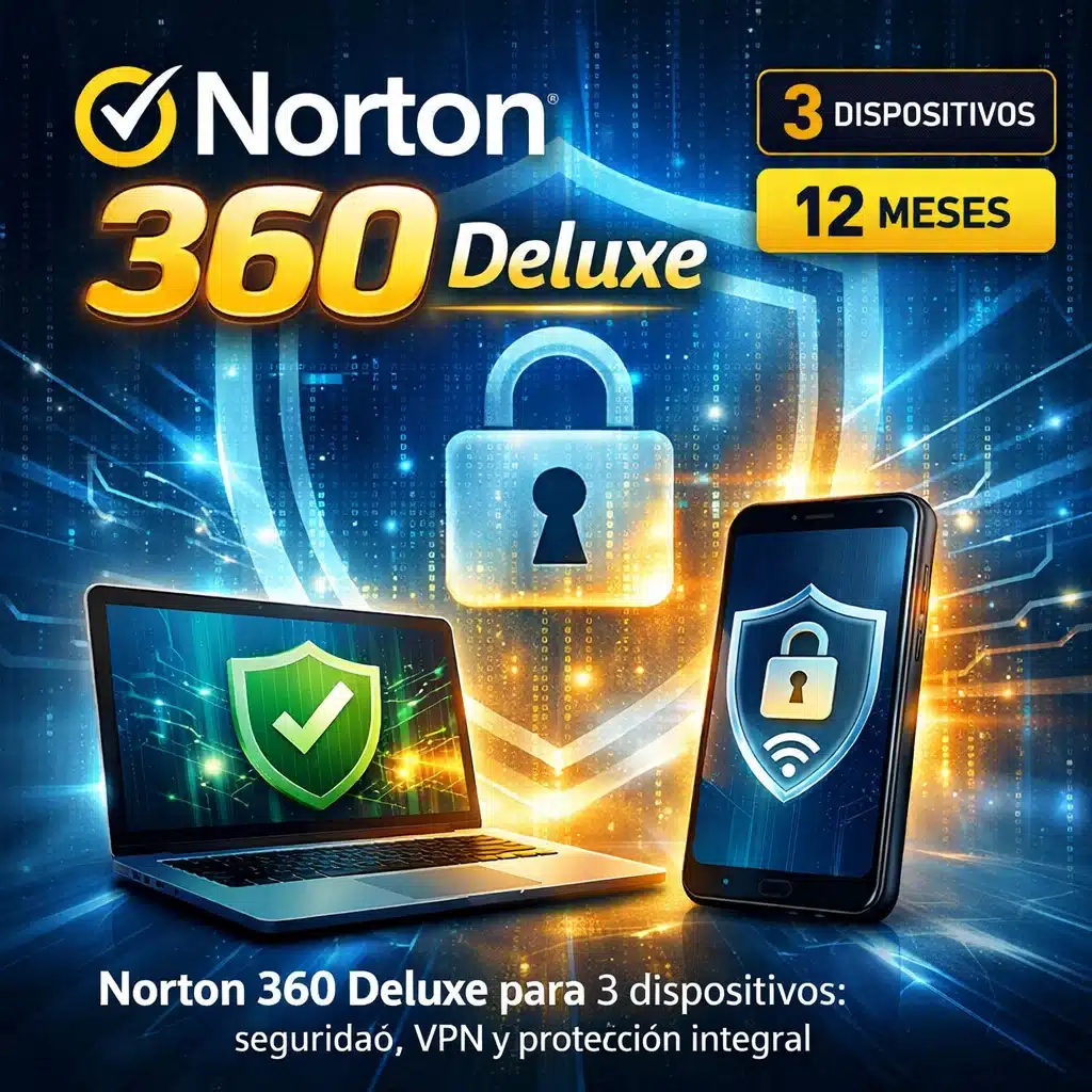 Norton 360 Deluxe para 3 dispositivos: seguridad, VPN y protección integral