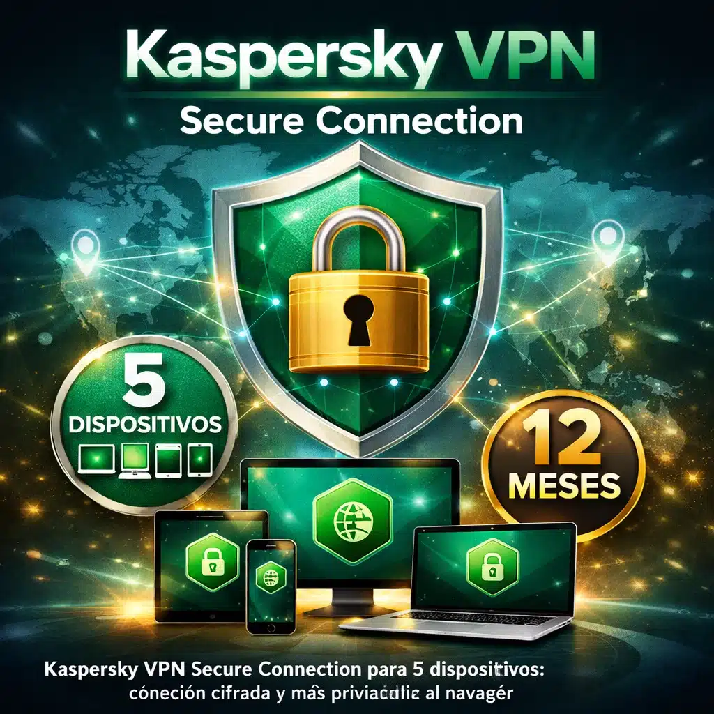 Kaspersky VPN Secure Connection para 5 dispositivos: conexión cifrada y más privacidad al navegar