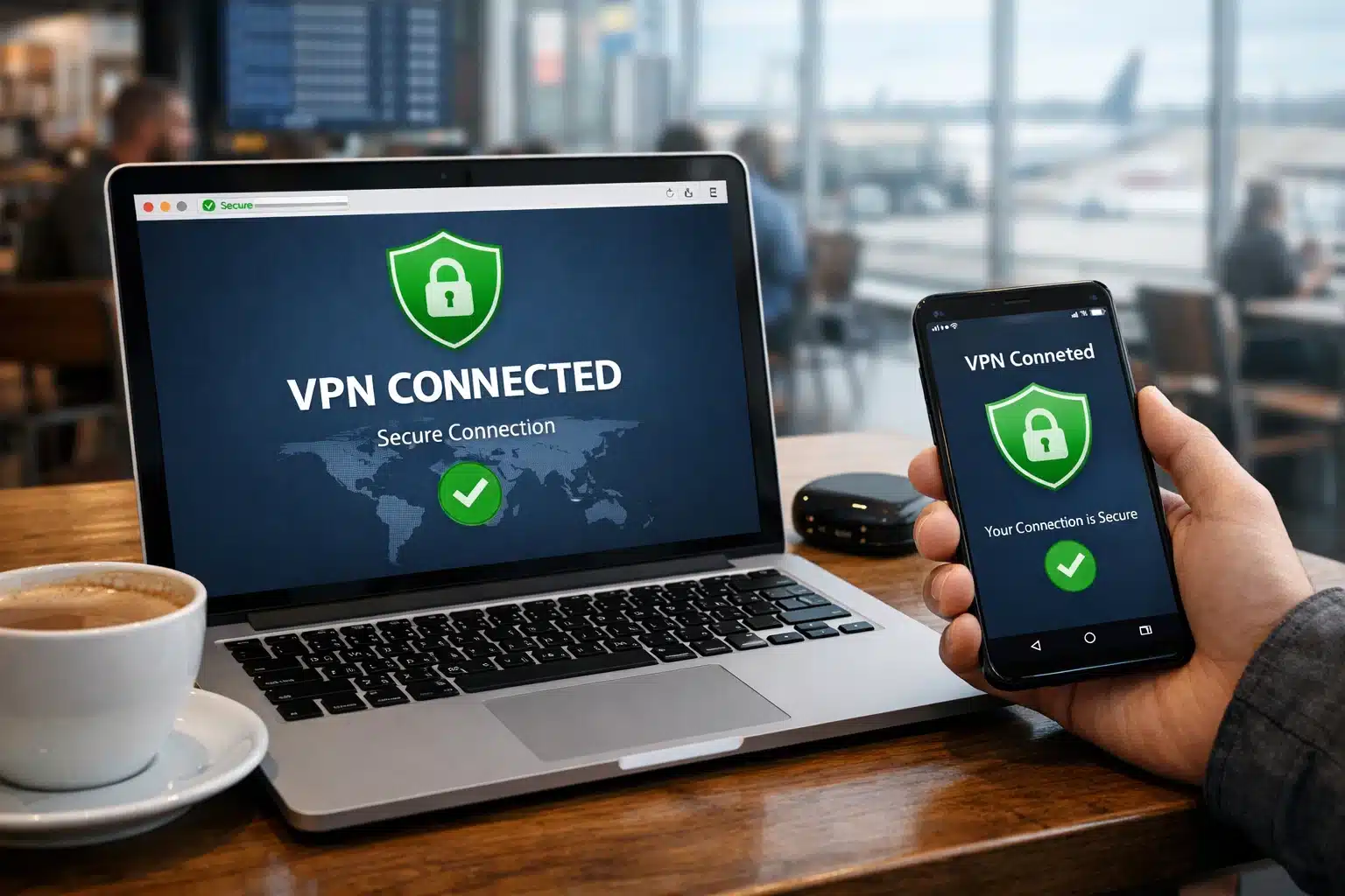 Pantalla de Kaspersky VPN Secure Connection con botón de conectar y selección de ubicación
