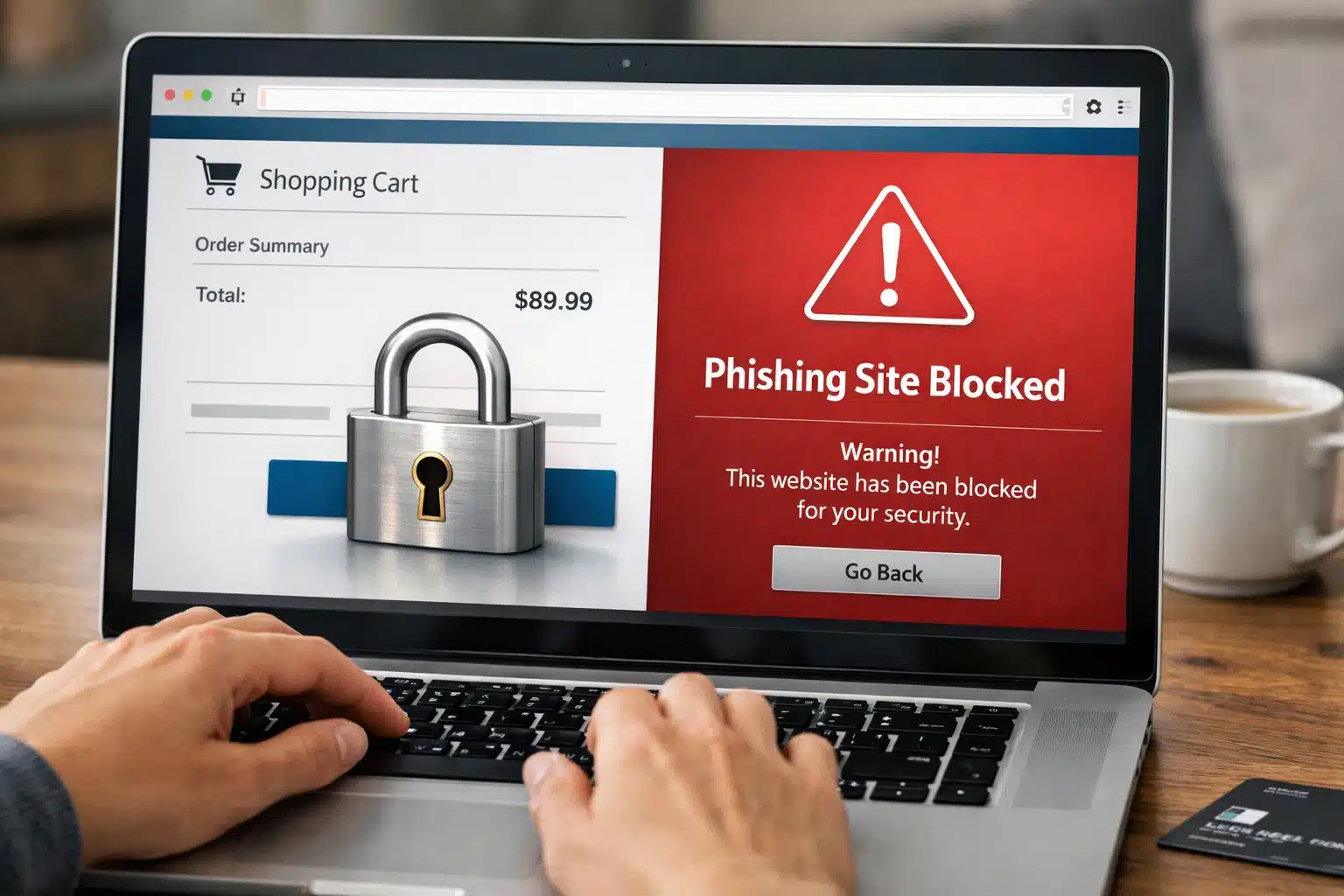 Escena de uso: compras online protegidas y bloqueo de phishing en navegador