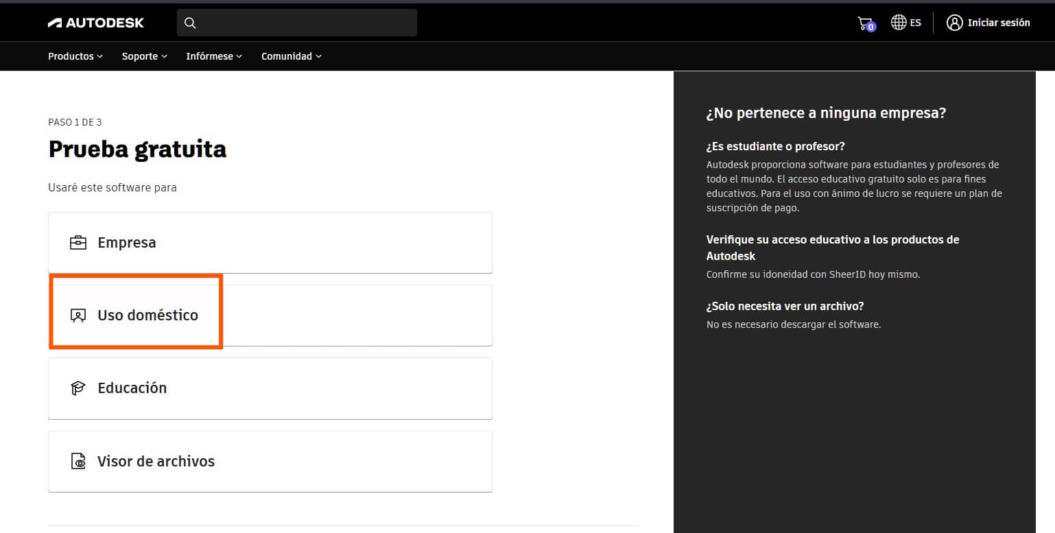 Selección de Uso local Autodesk Inventor