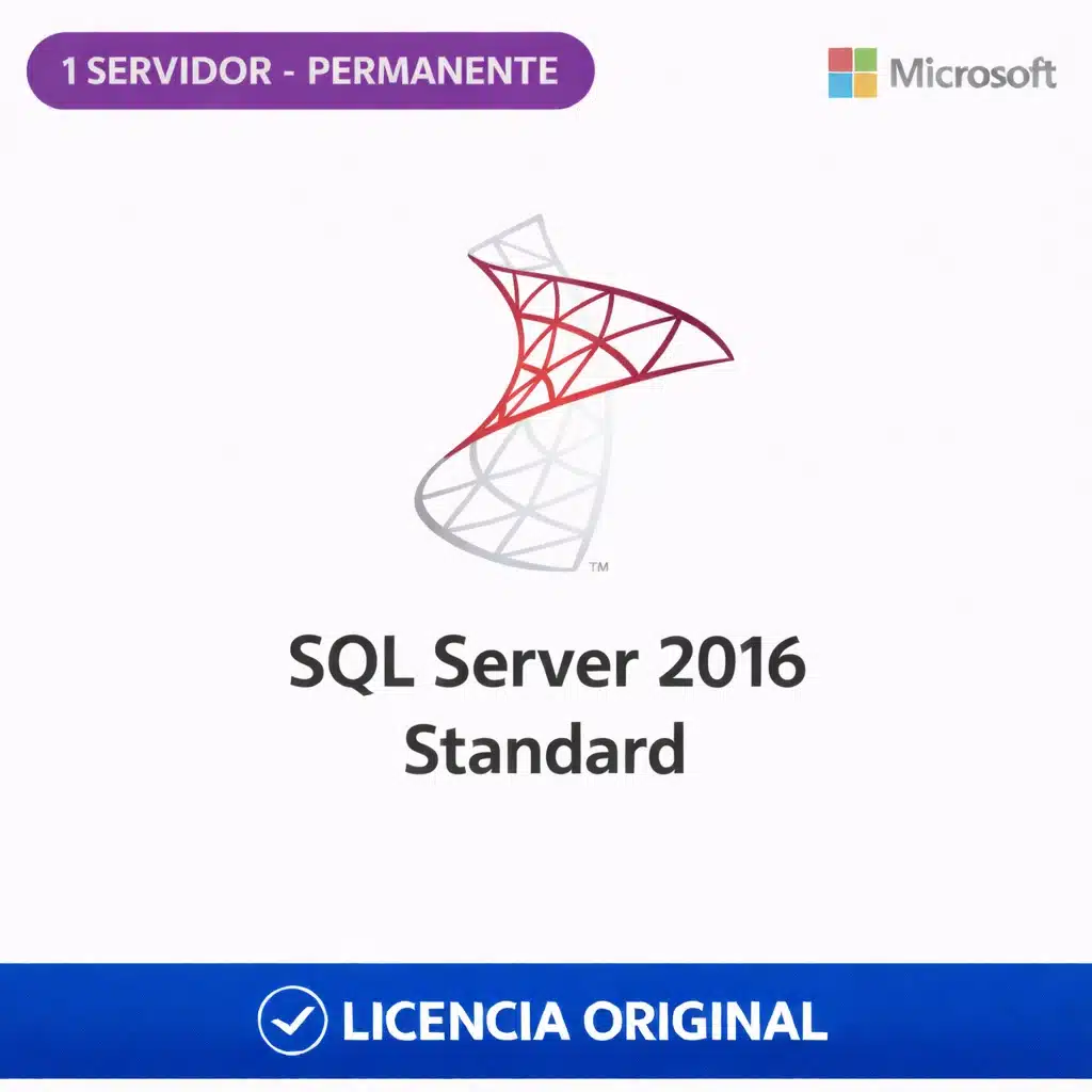 SQL_Server_2016_Standard_1Servidor_PERMANENTE_KeyVisual Microsoft SQL Server 2016 Standard - 1 Servidor - Permanente - Imagen 1