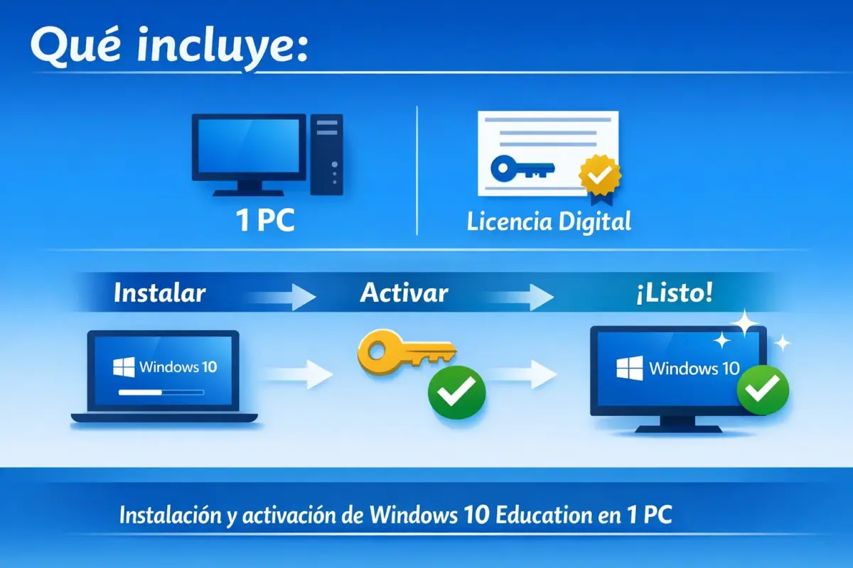 Windows 10 Education Retail — Permanente — 1 PC (Licencia digital)