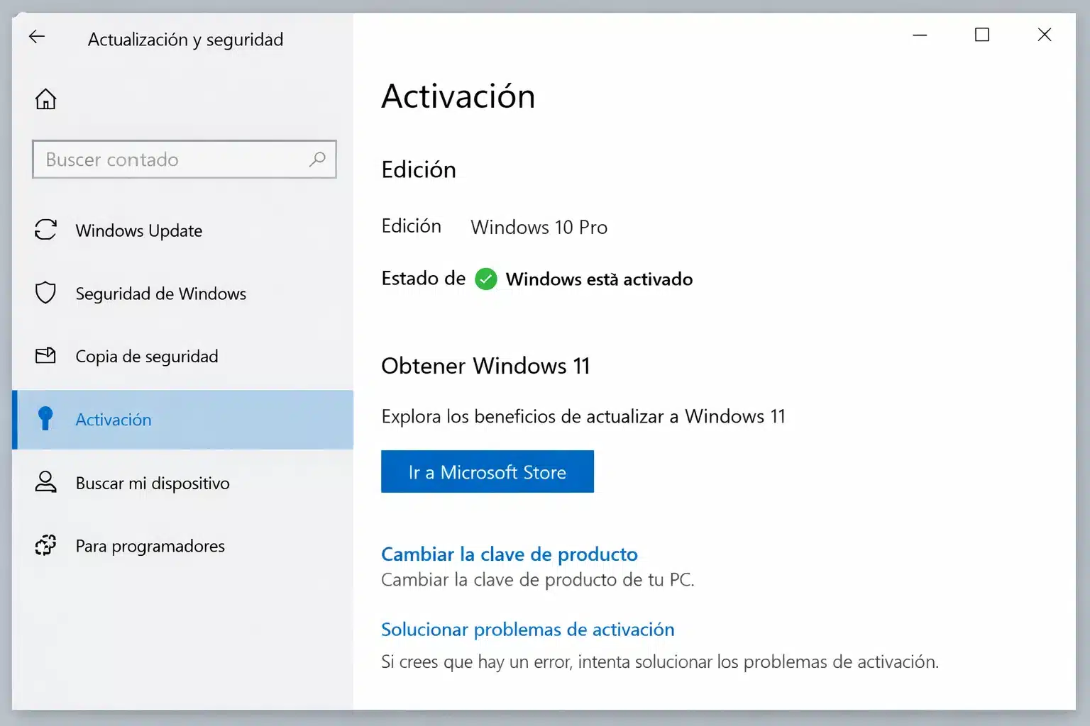 Pantalla de Activación de Windows mostrando el estado de activación en una PC