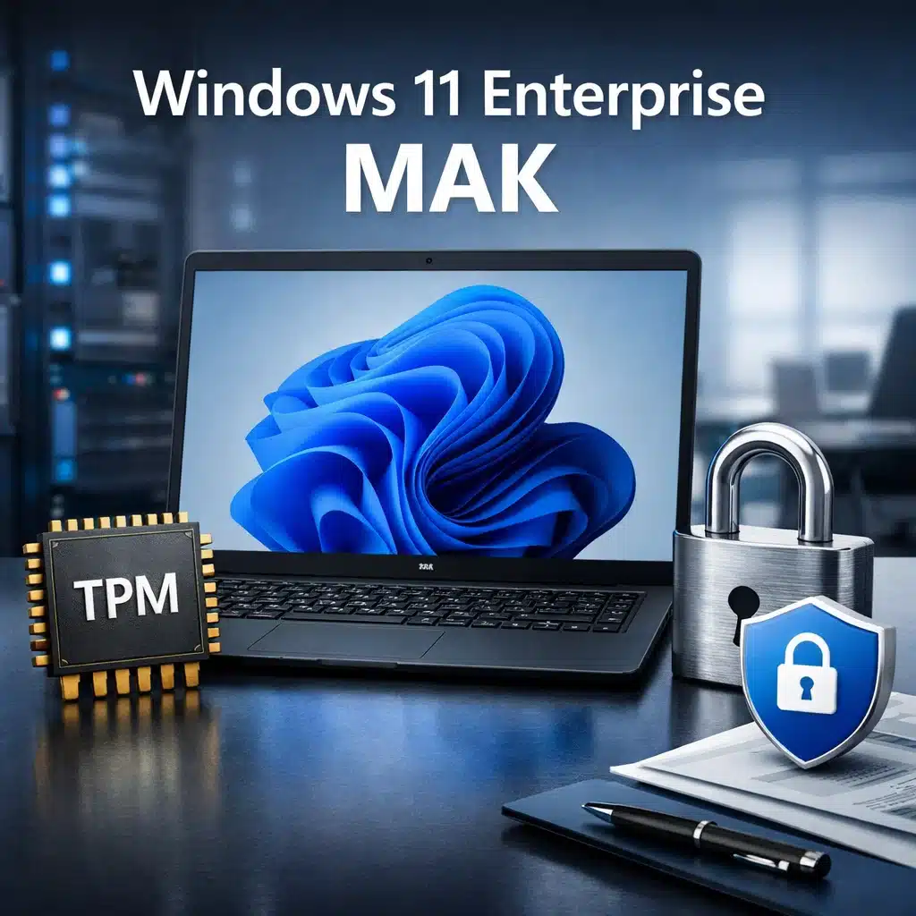 Windows 11 Enterprise con activación MAK para 1 PC y enfoque en seguridad y administración