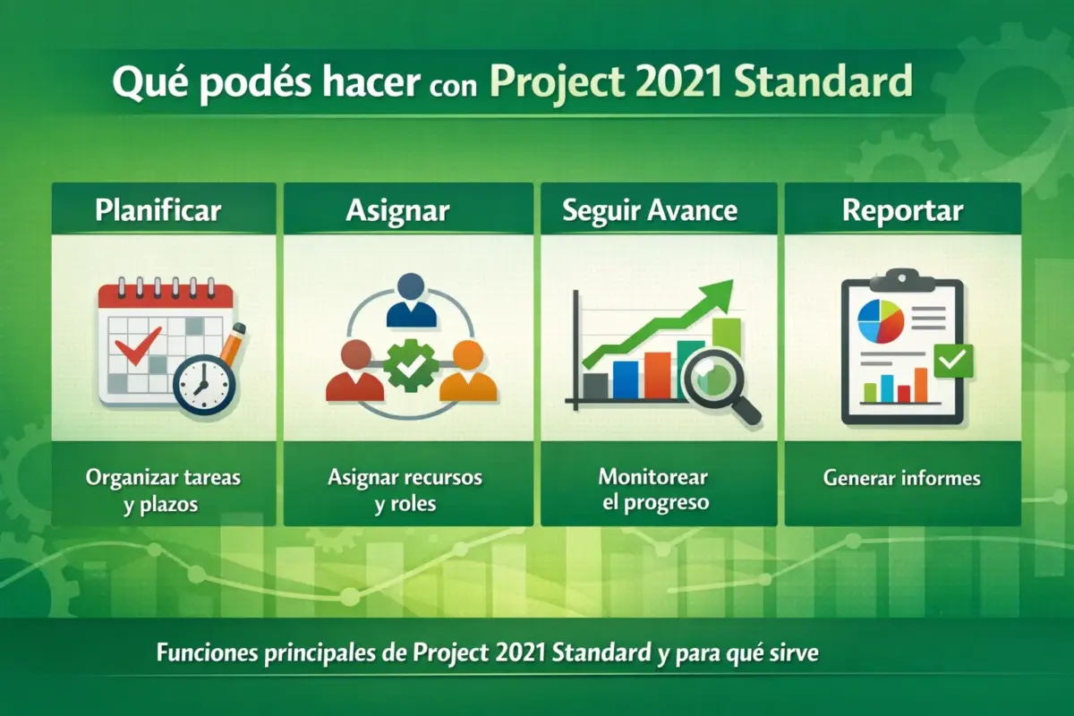 Microsoft Project 2021 Standard — Permanente — 1 PC (Licencia digital)