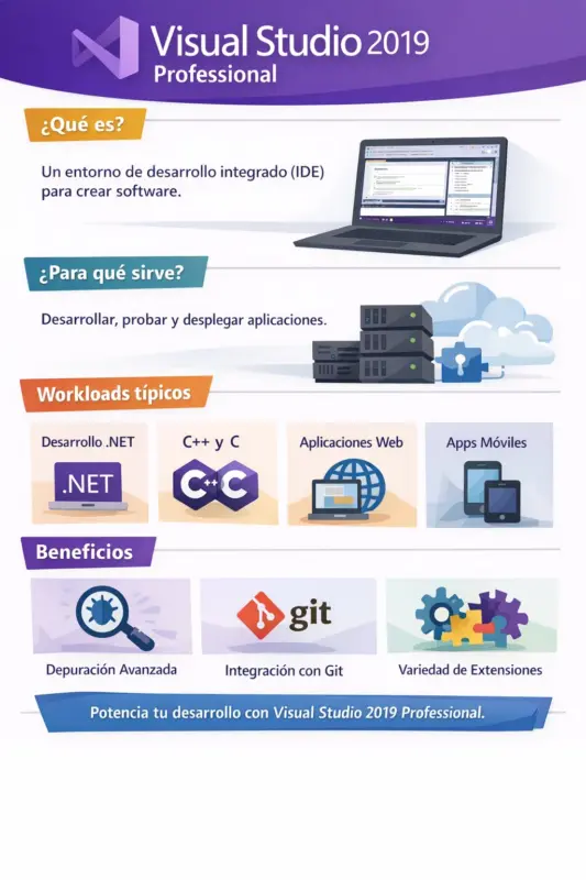 Visual Studio 2019 Professional — Permanente — 1 PC (Licencia digital)
