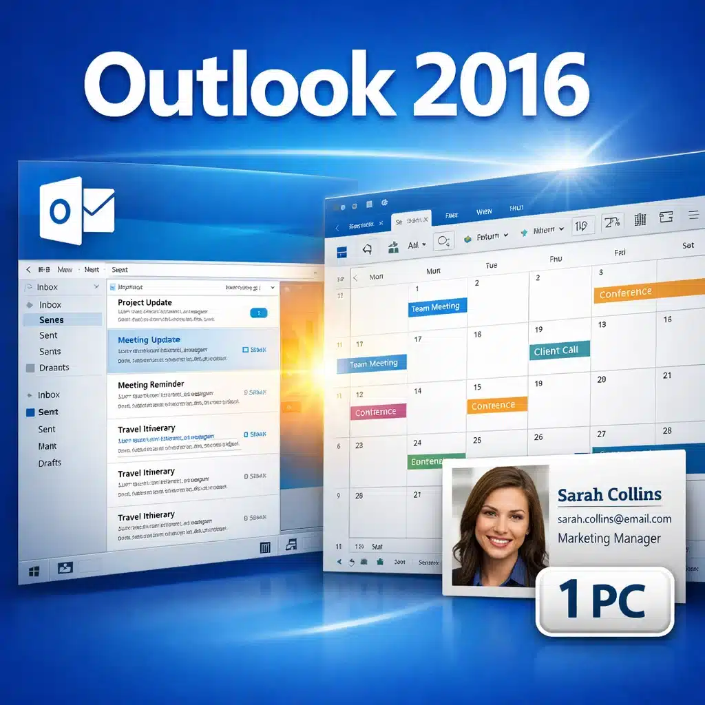 Microsoft Outlook 2016 para 1 PC para gestionar correo, calendario y contactos