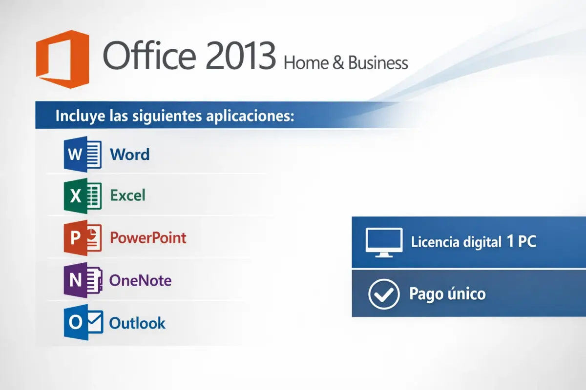 Microsoft Office 2013 Home and Business — Permanente — 1 PC (Licencia digital)