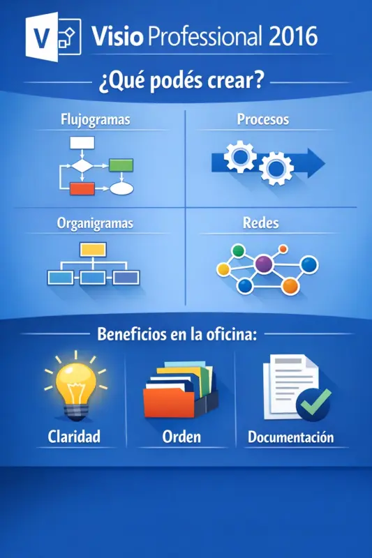 Microsoft Visio Professional 2016 — Permanente — 1 PC (Licencia digital)