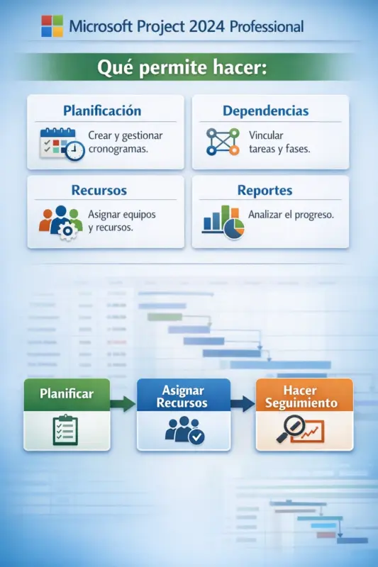Microsoft Project 2024 Professional — Permanente — 1 PC (Licencia digital)