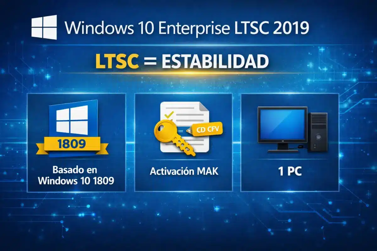Windows 10 Enterprise LTSC 2019 – 1 PC – Permanente