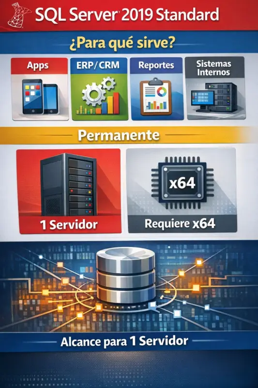 Microsoft SQL Server 2019 Standard — Permanente — 1 Servidor (Licencia digital)