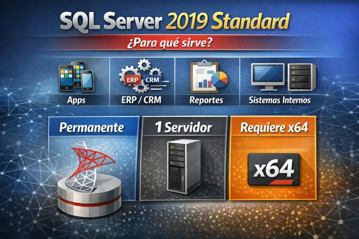 Microsoft SQL Server 2019 Standard — Permanente — 1 Servidor (Licencia digital)