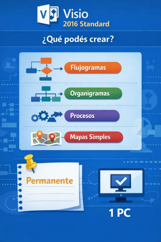 Microsoft Visio 2016 Standard — Permanente — 1 PC (Licencia digital)