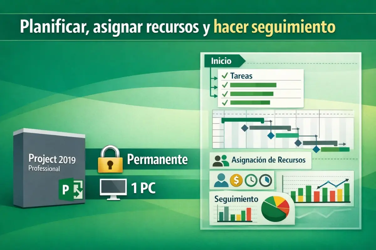 Microsoft Project 2019 Professional — Permanente — 1 PC (Licencia digital)
