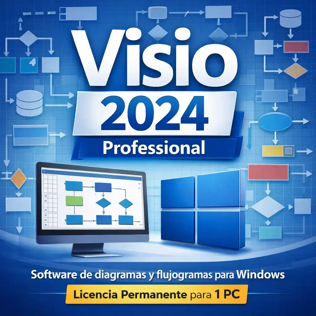 Microsoft Visio 2024 Professional para 1 PC, software de diagramas y flujogramas para Windows con licencia permanente