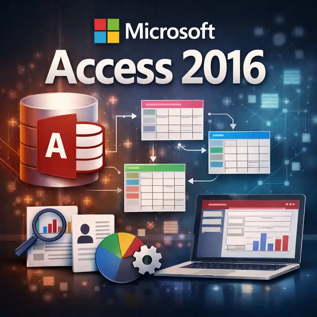 Microsoft Access 2016 para 2 PC, base de datos de escritorio para crear tablas, consultas, formularios e informes