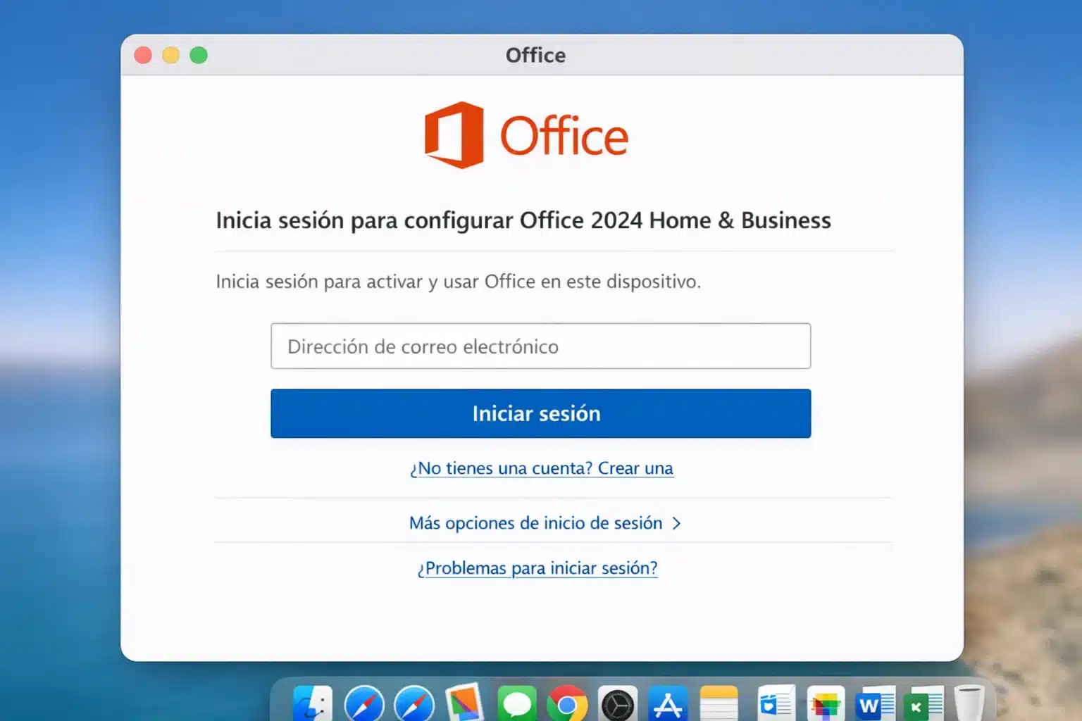 Activar Office 2024 Home & Business en Mac: iniciar sesión