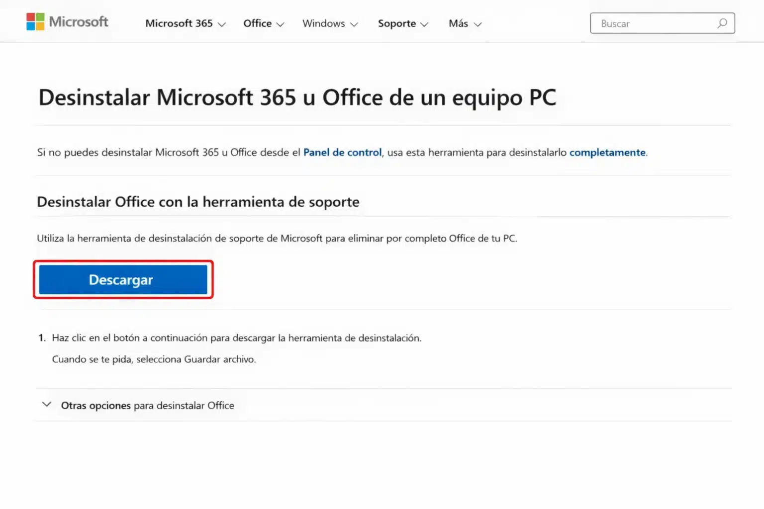Desinstalar Office antes de instalar y activar Microsoft 365 en Windows