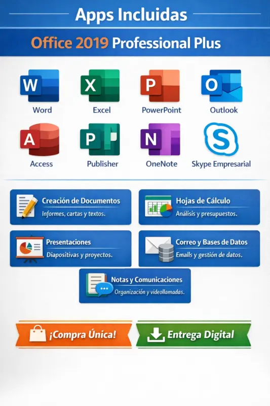 Microsoft Office 2019 Professional Plus Retail – 5 Pc – Licencia Permanente