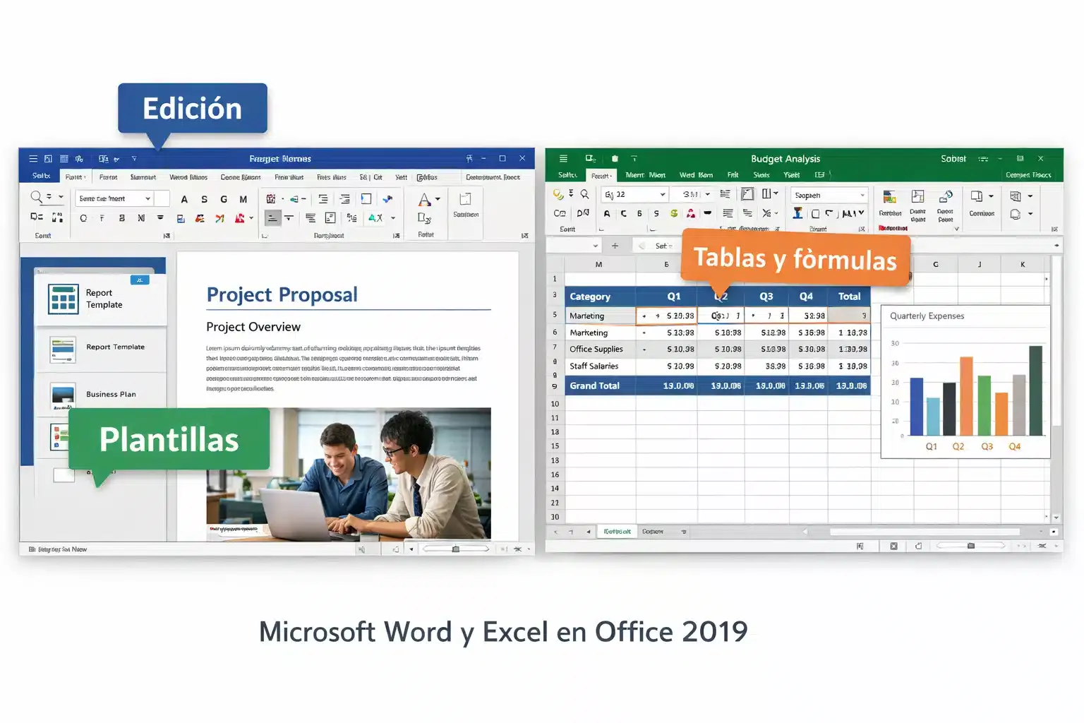 Captura de Microsoft Word y Excel en Office 2019 Professional Plus
