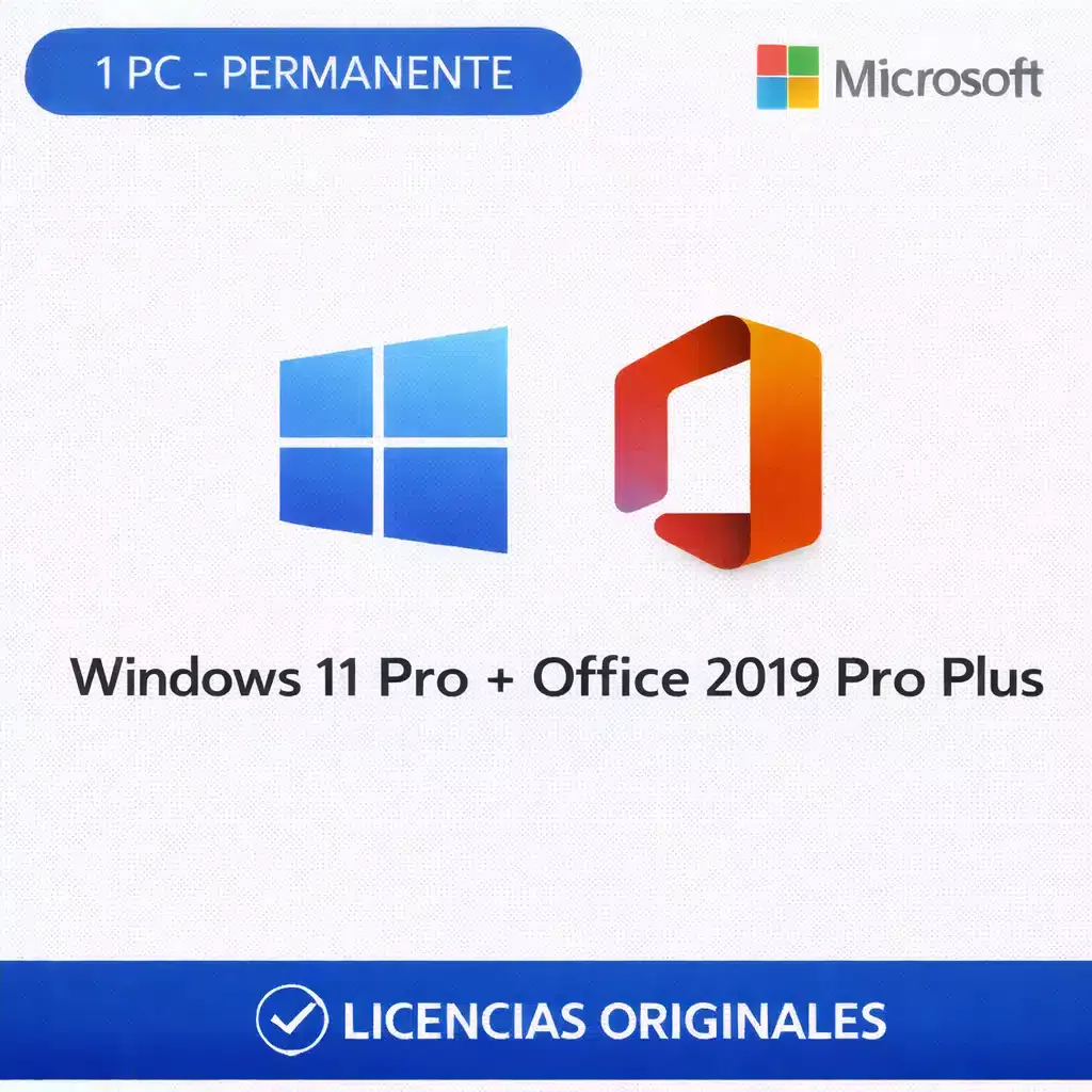 Combo Windows 11 Pro OEM + Office 2019 Pro Plus - 1 PC - Permanente - Imagen 1