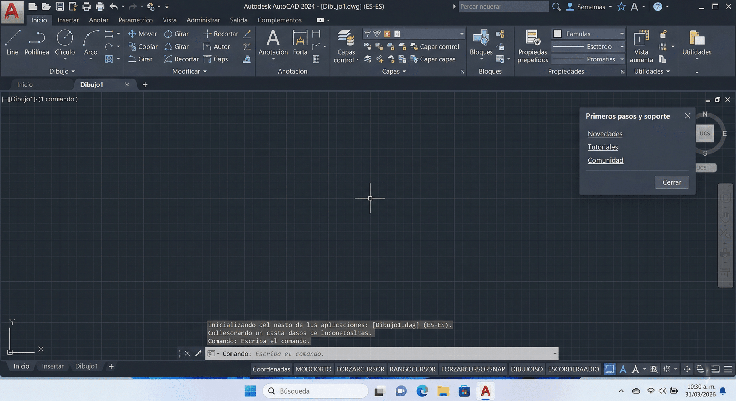 AutoCAD 2024 abierto por primera vez en Windows