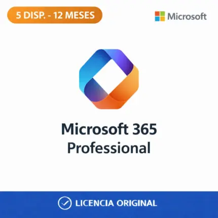 Microsoft 365 Professional - 12 Meses - 5 Dispositivos (Cuenta)