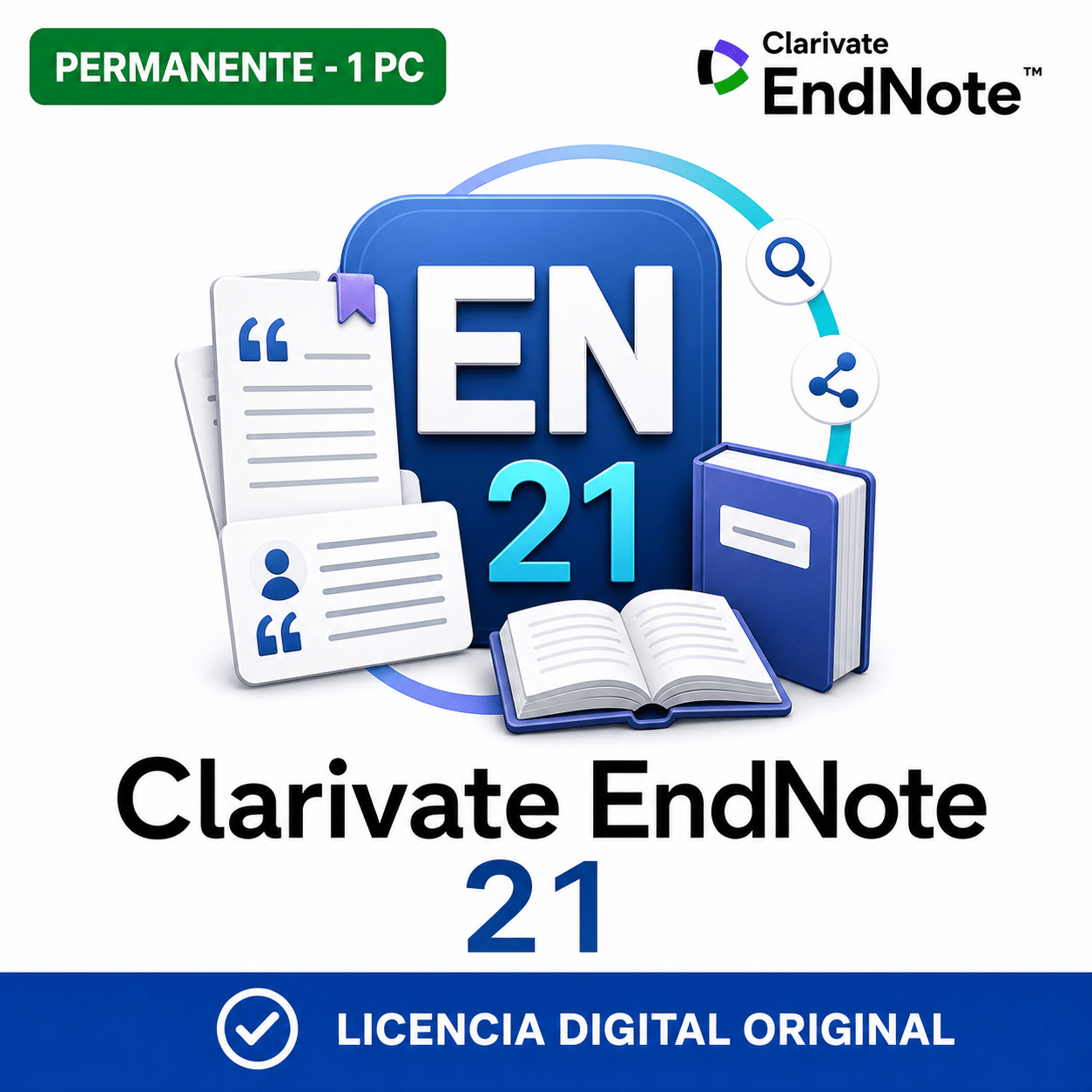 clarivate-endnote-21-1-pc-permanente-portada-ia Clarivate EndNote 21 - 1 PC - Licencia Digital Permanente - Imagen 1