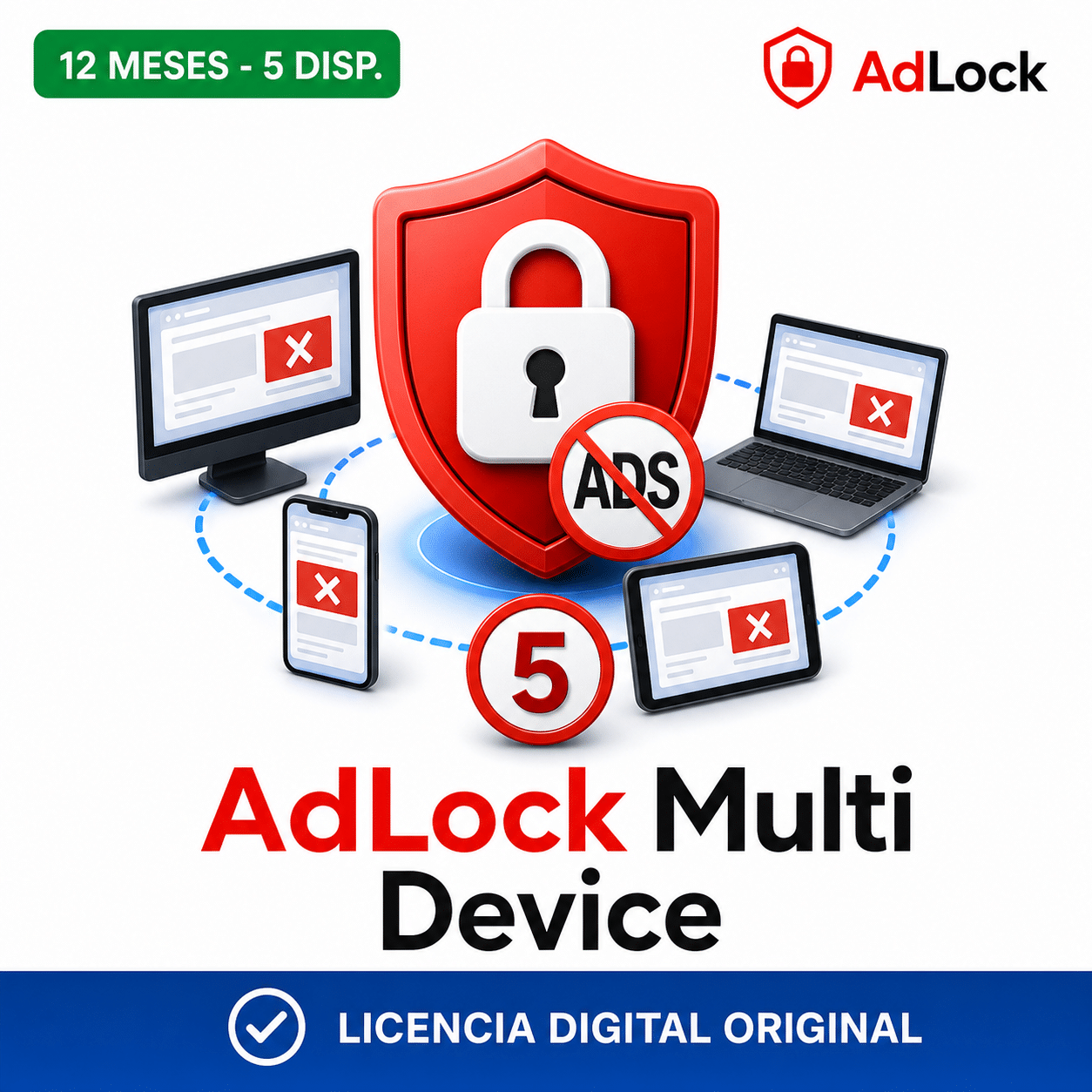 AdLock Multi Device - 12 Meses - 5 Dispositivos - Licencia - Tu Codigo ...