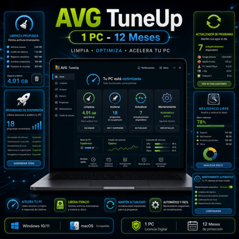 AVG TuneUp - 1 PC - Licencia Digital 12 Meses - Hero galeria