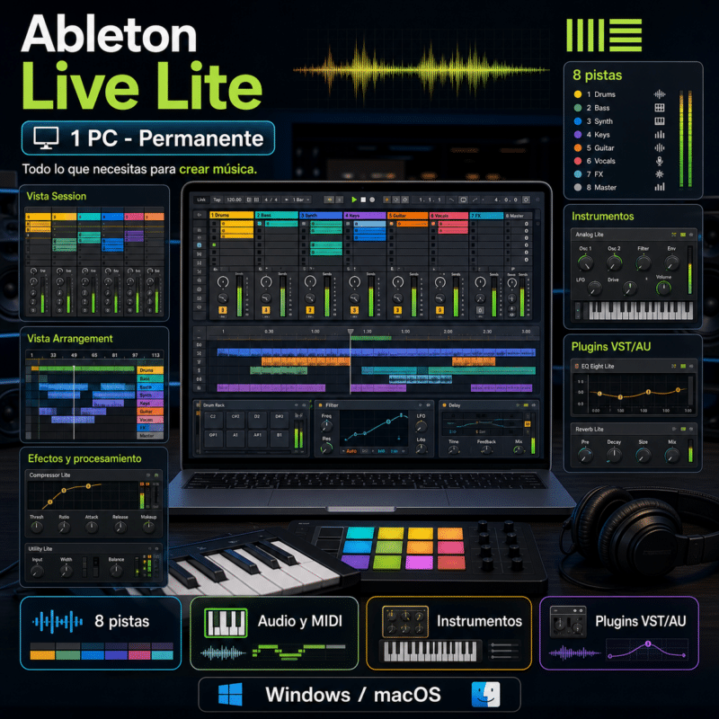 Ableton Live Lite - 1 Pc - Licencia Permanente - Hero galeria