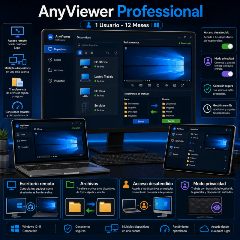AnyViewer Professional - 1 Usuario - Licencia Digital 12 Meses - Hero galeria