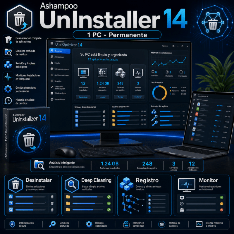 Ashampoo UnInstaller 14 - 1 PC - Licencia Digital Permanente - Hero galeria